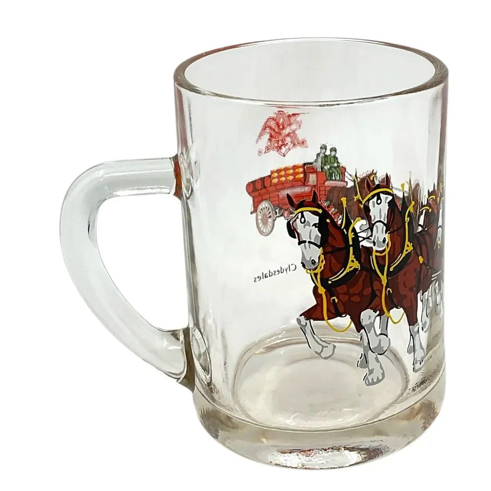 Vintage Budweiser Champion Clydesdales Beer Mug Glass Stein Anheuser Busch‎